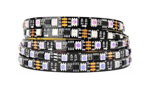 Image of WS2811 12V Addressable RGB LED Strip Light, 300 LEDs SMD 5050, Chasing Rainbow Effects, Non-Waterproof Black PCB, Ideal for Gaming Setup, False Ceiling & DIY Projects (1 Meter)