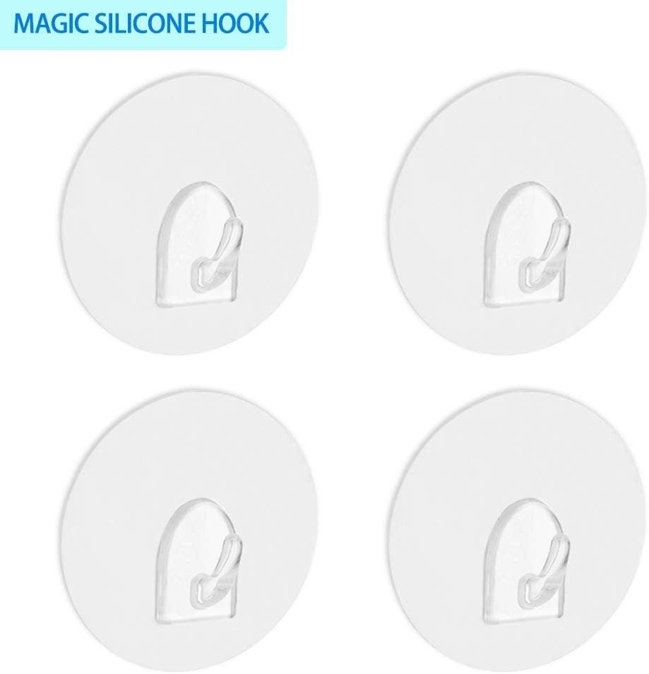 BABALA Heavy Duty Wall Hooks - Eco-Friendly No-Glue Static Cling Silicone Hook/Clip Transparent Nail Free Wall Hangers Waterproof Reusable Utility Hook for Kitchen, Bath, Coat, Towel, Keys