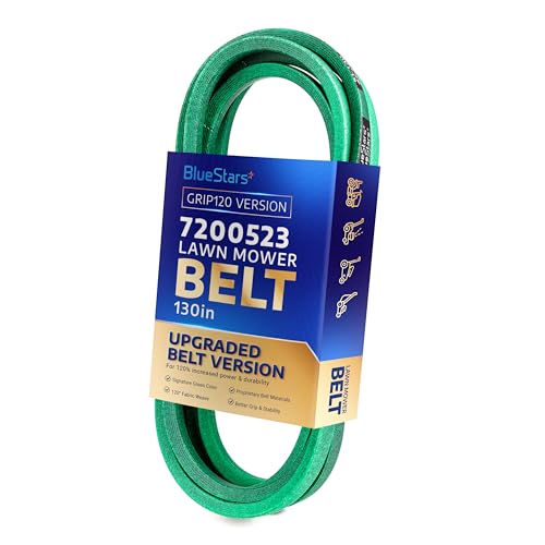 Image of [Upgraded Grip120] BlueStars 7200523 Deck Belt Aramid Cord 130 inch x 1 /2 inch | Deck Belt for 42 inch Ariens 07200523 Ikon-X Ikon XD XL 42 inch Gravely ZT42 ZTX42 ZTXL42 Lawn Mower Replaces Toro 93-3884 Mower Belt
