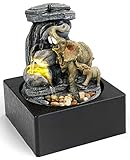 WICHEMI Fountain Indoor Waterfall Fountain of Elephant Sculpture, Tabletop Water Fountain Feng Shui with LED Warm Light for Home Office Desktop Decor