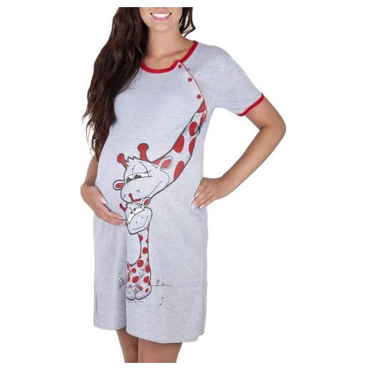 Mija - Camicia da notte 2 in 1 cotone Premaman/Allattamento/allattamento al seno 2050 (IT 42, Rosso)