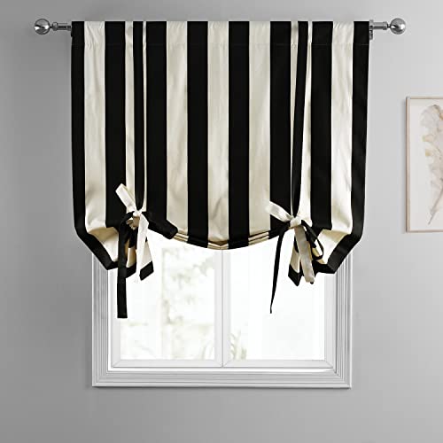 Image of HPD Half Price Drapes Room Darkening Tie Up Curtains 46 X 63 Inch Cabana Printed Cotton Window Roll Up Balloon Curtain for Living Room, Kitchen PRTW-TUD17-63 (1 Panel), Cabana Black