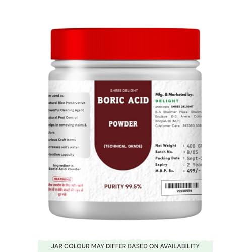 Image of Boric Acid Powder - Carrom Board Powder, Natural Pest Control, Rice Preservation, Cleaning Agent for Home, Bathroom - Cockroach, Ant, Termite, Insect Control, Woodworm & Mold Removal (400GM) (800 GM)