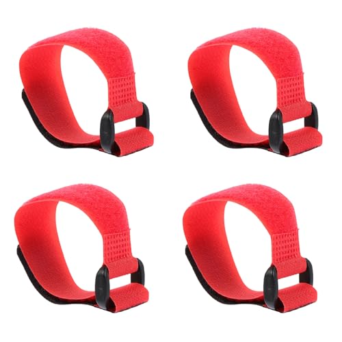 SOIMISS Collares Anticanto para Aves de Corral, Tirillas Ajustables de Nailon Rojo, Paquete de 4 Unidades, Accesorio Antirruido para Granjas Domésticas y Pollos