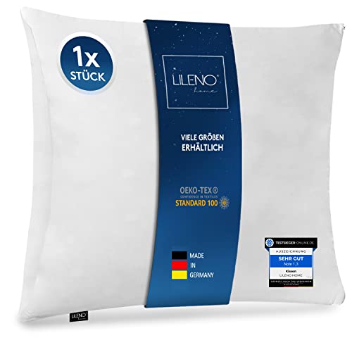 LILENO HOME Microfaser Kissen 80x80 cm Premium (850g Füllung) [1er Set] bis 95 Grad waschbar mit Reißverschluss - Kopfkissen 80x80 cm als Kissen-Füllung für Bett - Deko-Sofa-Kissen