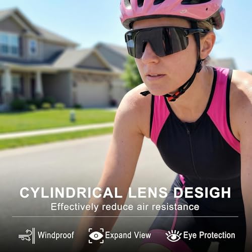 Image of BangLong Polarized Sports Sunglasses for Men Women UV400 Protection | TAC HD Lens, RX Insert Included, Lightweight Wrap-Around Design for Running Cycling Baseball Hiking