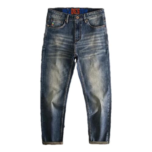 Men's Classic Retro Jeans Stretch Slim Fit Small Straight Tube Casual Versatile Pants