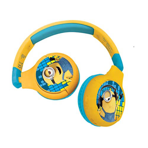 Lexibook - Universal Minions - Casque Audio 2-en-1 Bluetooth et Filaire, Stéréo, sans Fil, Filaire, Son limité, Pliable, Ajustable, Batterie Rechargeable,...