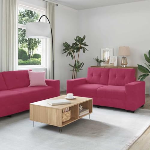 sephironlbb Juego de 3 sofás de terciopelo rojo viento con 3 plazas 221 x 80 x 80 cm y 2 plazas, sillón, tapizado para salón con amplios reposabrazos y marco de metal resistente