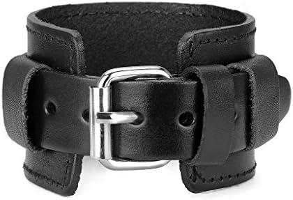 GelConnie Punk Leather Cuff Bracelet - Adjustable Braided Wristband For Men & Women, No Gemstone