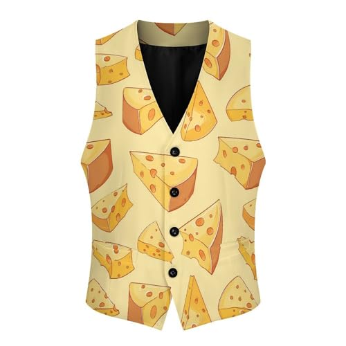 Cheese Slices Novelty Men's Suit Vest Casual Formal Dress Vests Business Waistcoat3