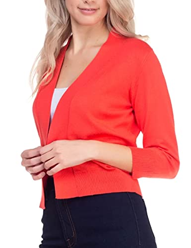 Image of Bolero Cropped Cardigans Shrugs for Women - 3 /4 Sleeve Open Front Cover up for Dresses