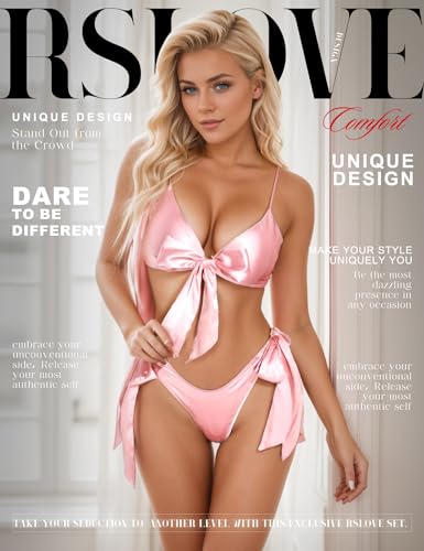 RSLOVE Women Sexy Lingerie Set Satin Bow Tie 2 Piece Bra and Panty Sets2