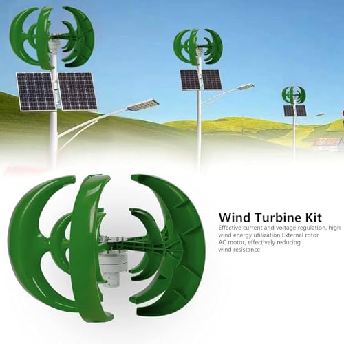 Kit generatore di turbina eolica verticale da 2000 W, soluzione di energia rinnovabile da 24 V per l'alimentazione domestica, attrezzatura efficiente per l'energia eolica, design ecologico nero
