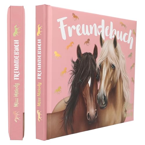 Depesche 13198 Miss Melody - Freundebuch in Rosa, mit Pferde Motiv und Pony Muster in Gold, Freundschaftsbuch mit 108 Seiten zum Eintragen und Verzieren