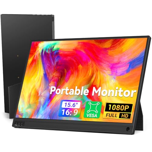Image of HotYeah Portable Laptop Monitor15.6-in, 1080P FHD Computer Monitor USB-C HDMI External Travel Display FreeSync IPS w /Kickstand, Extra External Screen for Laptop PC Mac Phone Tablet Switch PS5 Xbox