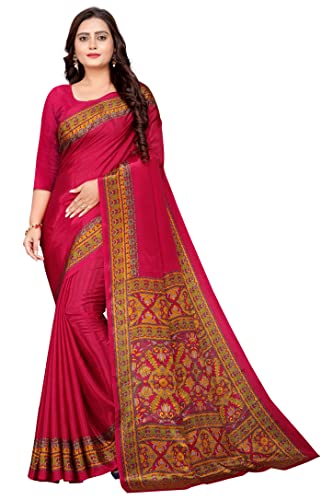 Image of Jaanvi Fashion Women's Pure Crepe Silk Printed Saree With Blouse Piece