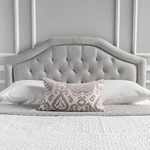 62" inch Queen Bed Headboard, Medieval Classic Bedside, Tufted Upholstered Headboard Full Size, Modern Headboard Adjustable Height Wooden Leg, Nail Head Decoration Light Gray + Fabric