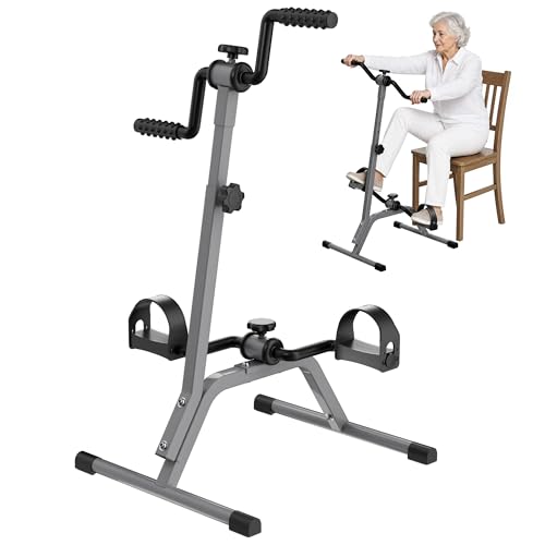 Image of Adjustable Legs Arms Pedal Exerciser Bike for Seniors - Hand Arm Leg and Knee Therapy, Stroke Recovery, Portable Fitness Equipment for Total Body Workout Cardio Exercise - Great Gift for Elderly Rehab