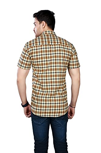 Image of BRUCEWANE Men's 100% Cotton Half Sleeve Shirt