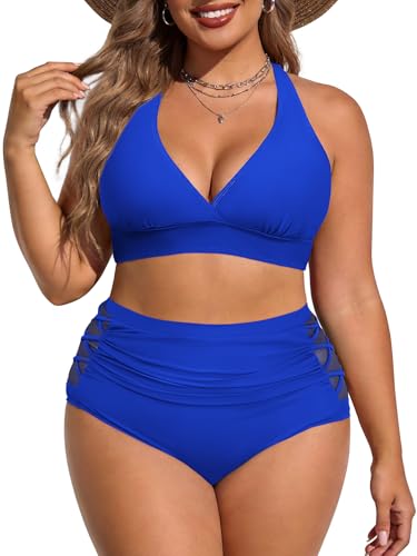 Image of American Trends Womens Plus Size Bikini Set - Tummy Control, High Waisted 2 Piece Swimsuits Bathing Suits