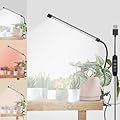 LED Grow Lights for Indoor Plants, 6000K Clip Plant Light with White Red LEDs, Grow Light Strips for Seed Starting 9 Dimmable Levels Auto ON Off with 3/9/12H Timer