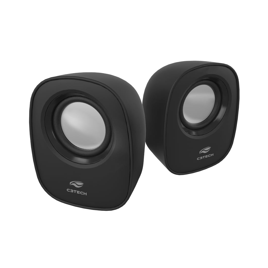 C3Tech Caixa de som SP-30BK Preto 2.0 com Alimentacao via USB, conexao de audio P2 3,5mm