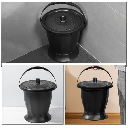 Pot de chambre portable noir en PP léger avec couvercle - 3