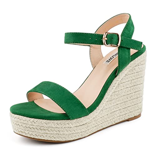 Image of JOY IN LOVE Womens Espadrilles Wedge Sandals Platform Heels Ankle Strap Open Toe Buckle Sandals