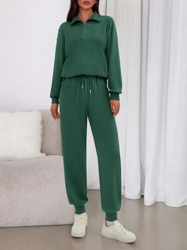 BTFBM Women's 2 Piece Tracksuit Fall Outfits 2025 Long Sleeve Half Zip Sweatshirt Sweatpants Lounge Set Sweatsuits