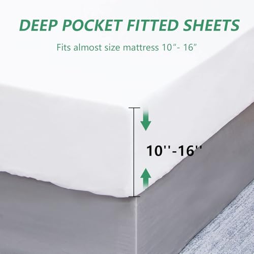 California King Sheet Set 4 Pieces Soft Cooling Breathable Microfiber White - image 5