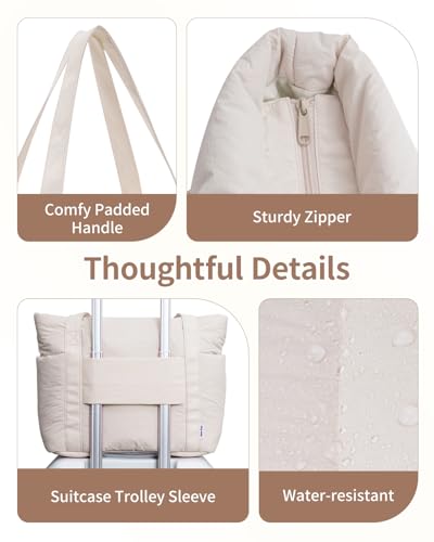 Image of Narwey Puffer Tote Bag for Women Girl, Puffy Travel Gym Shoulder Handbag