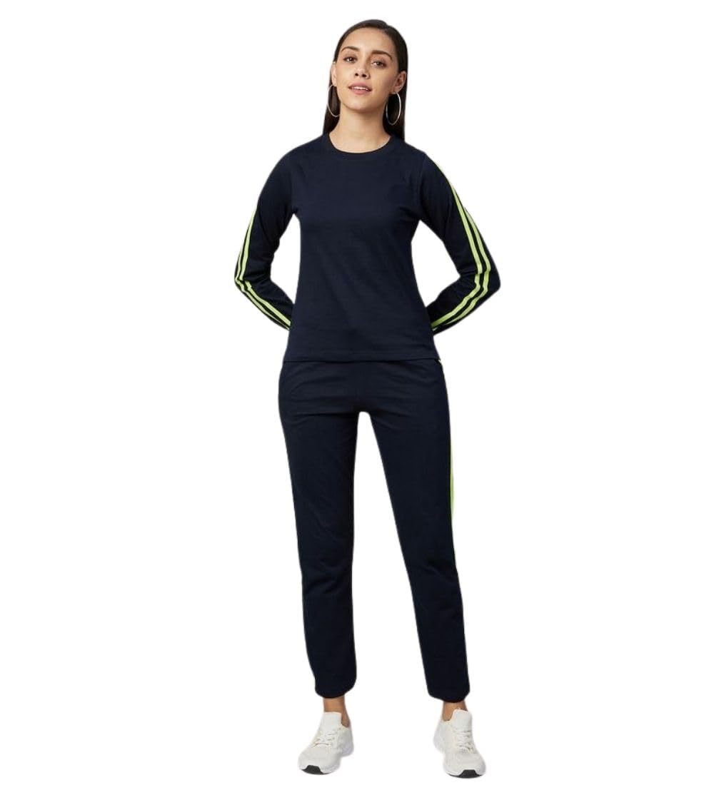 naughty galz Generic Women's Cotton Solid Long Sleeves Tracksuit (Navy - Green, 2XL)-PID65503-picture-33