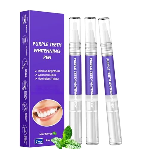 Zahnaufhellung Stift, Bleaching Zähne Gentle Effective Aufhellen Professional, Purple Teeth Whitening Pen Sofortige Farbkorrektur, Zahnweiss Stift Flecken Schnell Entfernen 3 Stück