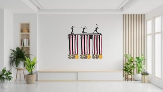 GPNW Medal Display Hanger, Black Metal Wall Mount, Sports Trophy Rack with Athletic Figures, 33cm x 20cm 1