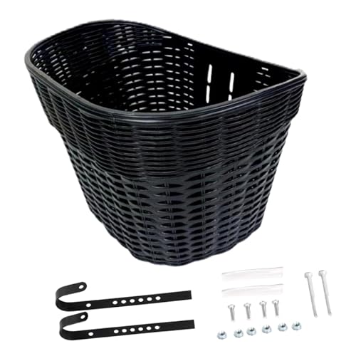 kowaku Bicycle Front Basket Bicycle Cargo Rack Bike Front Basket Storage Basket for Picnic Cycling Outdoor Men Women Boys Girls, Black