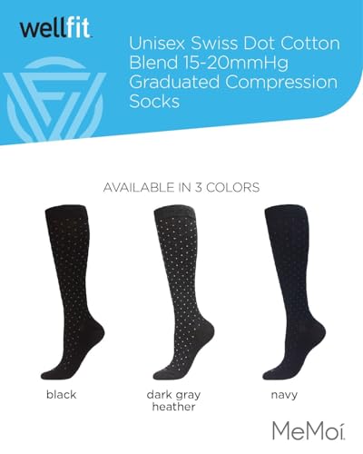 Image of MeMoi Wellfit Unisex Multi-Striped Cotton Blend 15-20mmHg Graduated Compression Socks
