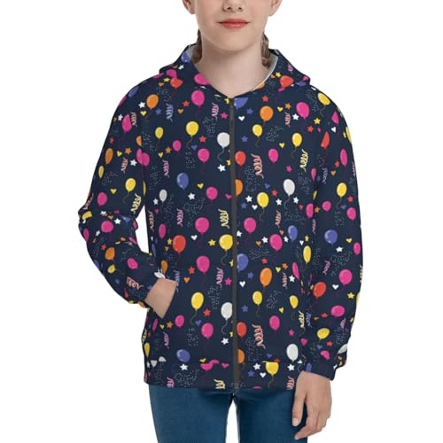Colored Balloons Kid Hoodies Boys Zip Up Sweatshirts Girls Pullover with Pocket3