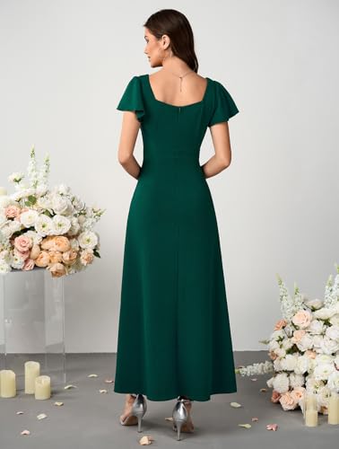 Womens Long Semi Formal Cocktail Dresses Square Neck Split Elegant Evening Party Gowns Ruffle Wedding Guest Dress4