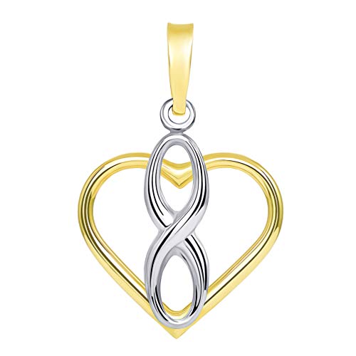 Jewelry America 14k Two Tone Gold Vertical Infinity Sign in Open Heart Pendant