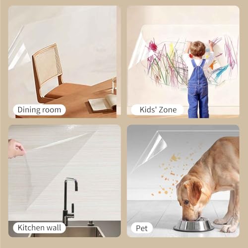 Clear Electrostatic Wall Protector, Static Protective Film, Adhesive-Free, No Residue Protection for Behind Trash Cans, Against Dog Scratches, Furniture, Doors, Splashes and Stains (15.78in*9.84ft) by Thesurfpait - Image 5