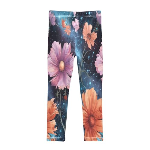Bolaz Toddler Girls Leggings Printed Yoga Pants Leggings Orange Pink Flower for Kids2