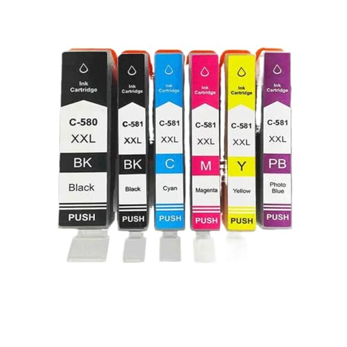 Cartouche d'encre PGI-580 CLI-581 XL haute capacite - Pack de 5 pour Pixma TR7550 TS6150