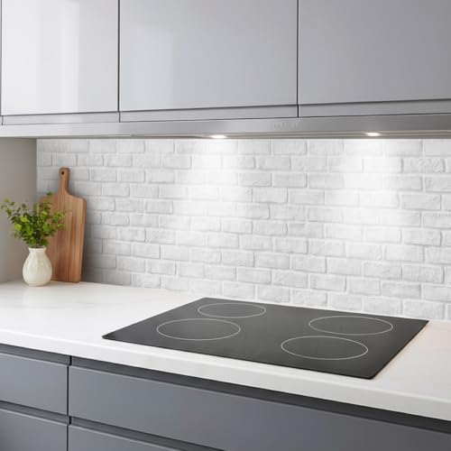 Rodnik Küchenrückwand – monolithische ABS-Platte mit Direktdruck, formstabil und langlebig. Große Motivauswahl (Ziegelwand hellgrau, 60x400 cm)