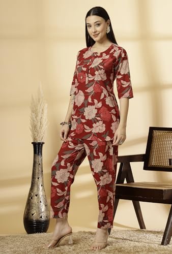 Image of Pistaa's Women Summery Floral Cotton Co-ord Set