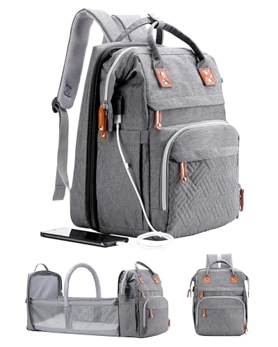 Image of ISMGN Diaper Bag Backpack with Changing Station, Large Diaper Bag, Baby Bag, Multifunctional Diaper Bag, Upgrade Gray