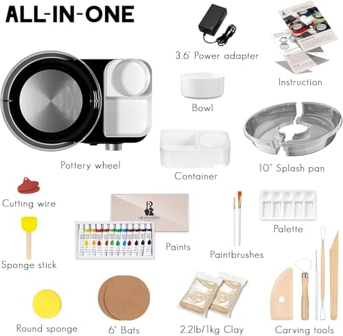 Miniatura 2 de Innofans Torno Ceramica Eléctrico Para Principiantes Y Profesionales Kit De Ceramica Completo Para Casa Con 1kg De Arcilla, 0-200 Rpm Y Accesorios, Máquina De Alfarería Para Proyectos Diy