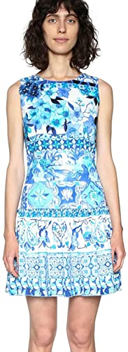 Desigual Women's Effie Sleeveless Dress, Blue/White, 38