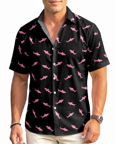 Image of 99TIMORO Fathers Film Button Down Shirt for Men, Funny Hawaiian Short Sleeve Top, Summer Beach Gifts