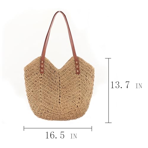 Bolsa de Playa de Paja para Mujer con Cierre Grande miniatura 4